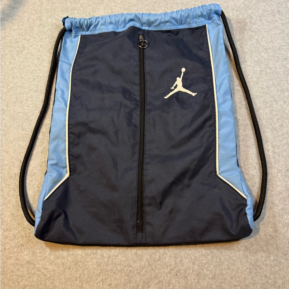 Rare Jordan Dark Blue and Sky Blue Drawstring Backpack